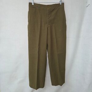 Military Surplus Wool Trousers Mens 34x30 Olive Drab Button Fly Field Pants Vtg